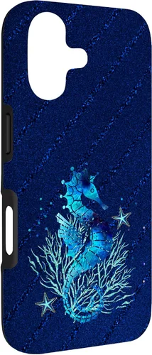 Vista 3 de Turquoise Seahorse Ocean Background Case for iPhone 17
