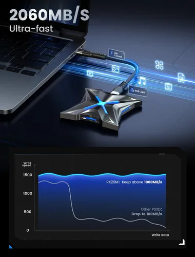 Vista 3 de MOVE SPEED Magnético 1TB SSD Externo Portátil - 2000MB/s USB-C 3.2x2, Unidad Portátil Compatible con PS5/PC/Smartphone, Almacenamiento Compacto