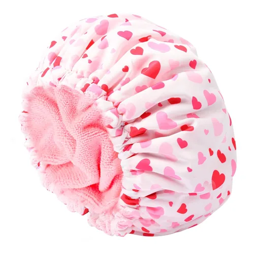 Vista 17 de Gorro de ducha para mujer, gorro de baño negro, reversible, grande, impermeable, ajustable, forro de rizo y banda elástica, dobladillo elástico