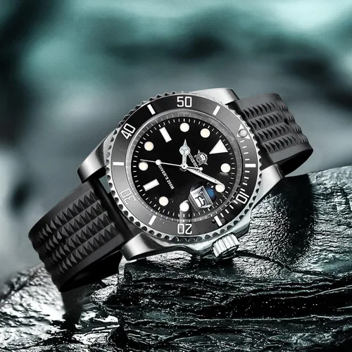Vista 7 de ADDIESDIVE Quartz Dive Watch for Men Diver 200 M Steel Strap Luminous Multicolors Dial Black Blue Green