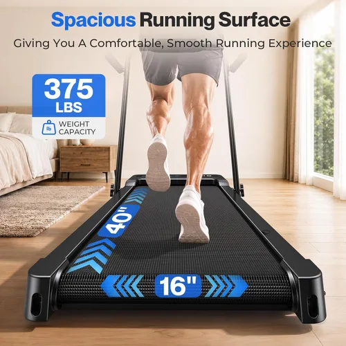 Vista 18 de Cardirun Walking Pad with 12% Auto Incline & Handle Bar, Foldable Treadmill Negro