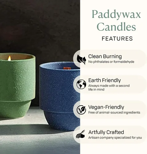 Vista 4 de Paddywax Parks, vela perfumada de Redwoods en frasco de cerámica reutilizable con mecha de madera crepitante, vela de soja con aproximadamente 77