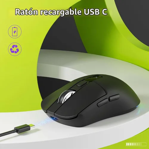 Vista 4 de Uciefy Ratón inalámbrico Bluetooth U8, recargable, LED para computadora Negro