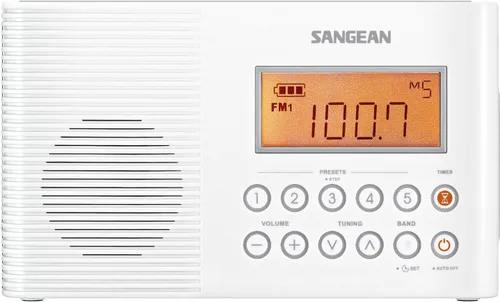 Vista 2 de Sangean H201 Radio de ducha AM/FM impermeable, radio de alerta meteorológica, color blanco