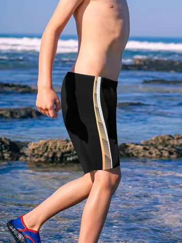 Vista 2 de Pantalones cortos de natación deportivos para niños y jóvenes, de secado rápido, con cordón, suaves UPF 50+