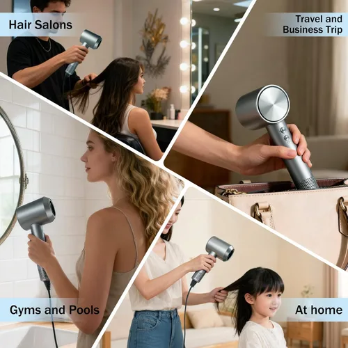 Vista 7 de Secador de pelo iónico profesional para mujeres, 115000 RPM Secador portátil de alta velocidad para hombres. Secador de pelo silencioso y ligero