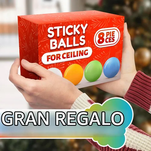 Vista 7 de 8 bolas adhesivas para techo y pared, juego de bolas adhesivas de 1.8 pulgadas con material TPR flexible y resistente al desgarro, bolas brillantes