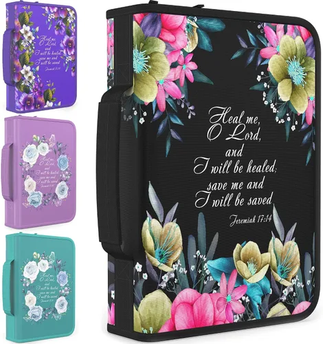 Vista 45 de DEHITE Funda para la Biblia para mujer, fundas de tela prémium para la Biblia para niñas, bolsa de transporte para mujer, ranuras para bolígrafos