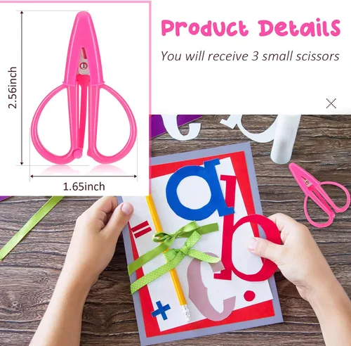 Vista 2 de Tijeras pequeñas de viaje de 3 piezas pequeñas tijeras portátiles para coser tijeras artesanales con cubierta para mujeres y niñas, hilo de tela