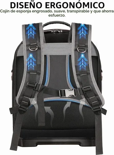 Vista 7 de Mochila de herramientas con compartimento para portátil, bolsa de herramientas completamente abierta, bolsas de herramientas HVAC, mochila
