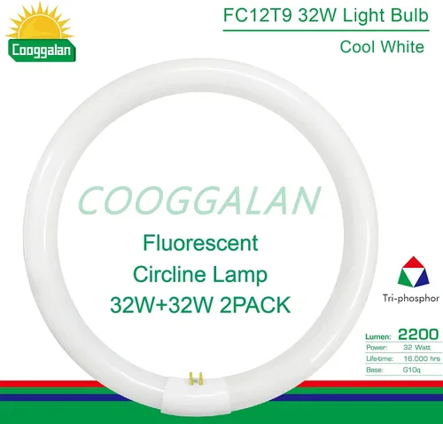 Vista 3 de FC12T9/CW - Bombillas circulares blancas frías de 32 W, 12 pulgadas redondas T9 32 vatios FC12T9/841 4100K Bombilla fluorescente circular, bombilla