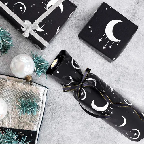 Vista 6 de HolyMaji 25 hojas de papel de seda de luz de luna para embalaje de pequeñas empresas de 20 × 28 pulgadas, papel de regalo de luna impreso a granel