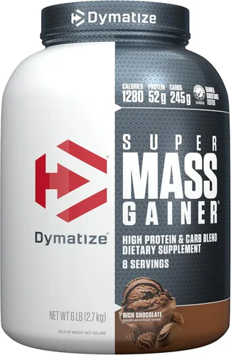 Vista 12 de Dymatize Super Mass Gainer Proteína en Polvo, 1290 Calorías y 52g de Proteína, Se Mezcla Fácilmente, Sabor Delicioso, Guijarros Afrutados, 6 Libras
