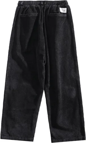 Vista 4 de Aelfric Eden Pantalones de pana vintage para hombre, pantalones largos y sólidos con cintura elástica, pantalones casuales de hip hop, pantalones