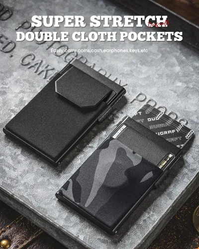 Vista 32 de DUGRAFT Tarjetero para tarjetas de crédito con bolsillo para dinero, minimalista, delgado, de aluminio, de metal, para hombres, con bloqueo RFID