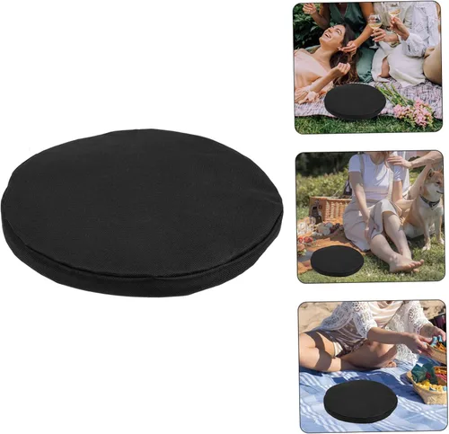 Vista 5 de HOMSFOU - 2 cojines plegables portátiles negros para taburetes