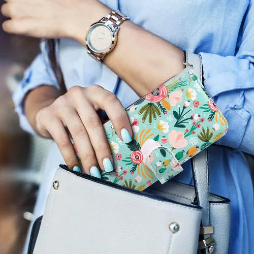 Vista 5 de ULAK - Funda tipo cartera para iPhone SE 3 (2022)/SE (2020)/8/7, con tarjetero, funda tipo cartera de piel sintética floral premium con soporte