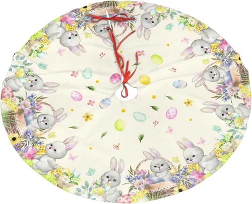Vista 16 de Falda de árbol de Navidad con huevos de Pascua coloridos, 36" para Navidad, Halloween, Año Nuevo, decoración de fiesta, árbol de casa, alfombra
