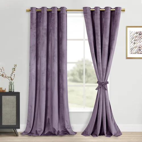 Vista 20 de DWCN - Juego de 2 paneles de cortina de terciopelo con ojales negros, tratamiento de ventanas con aislamiento térmico, apilables, decoración moderna