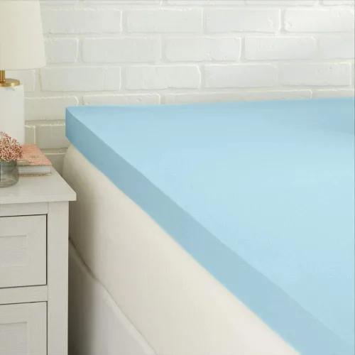Vista 8 de Amazon Basics Cubrecolchón tamaño individual, infusión de gel refrescante, certificado CertiPUR-US, 2 pulgadas, azul