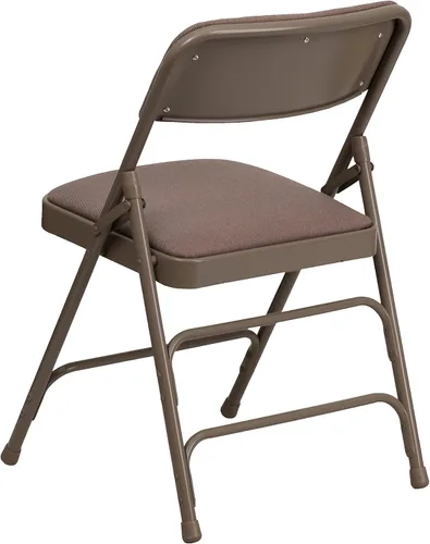 Vista 8 de EMMA + OLIVER Paquete de 2 sillas plegables de metal de tela beige curvada con triple refuerzo Triple Braced, Double-Hinged, Fabric Upholstery