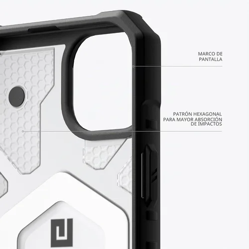Vista 5 de URBAN ARMOR GEAR UAG - Funda compatible con iPhone 15 Plus de 6.7 pulgadas, Pathfinder Clear Ice/Silver con imán integrado compatible con carga