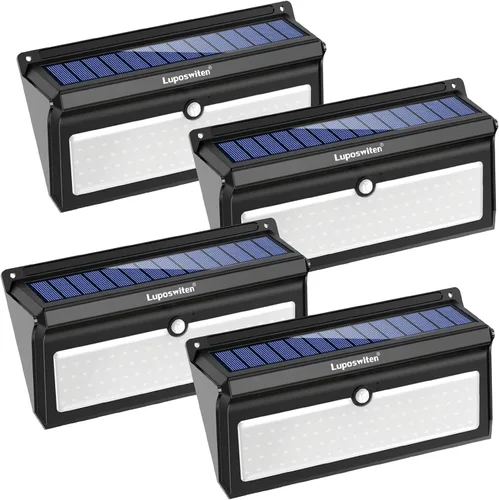 Vista 10 de Luposwiten Luces solares para exteriores, 28 LED, luces solares con sensor de movimiento con ángulo de movimiento de 125°, impermeable, IP65