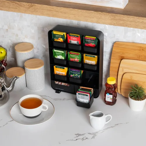 Vista 5 de Mind Reader, organizador para condimentos y soporte para saquitos de té "Baggy", color negro, ninguno , Negro