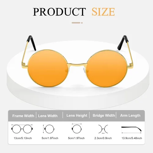 Vista 2 de CHRORINE Gafas de sol hippie redondas de los años 70, lentes retro para mujeres y hombres, accesorio de fiesta, festival, moda, gafas de sol vintage