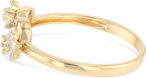 Vista 3 de Ioka - Anillo de quinceañera de oro amarillo macizo de 15 años de cumpleaños con circonita cúbica