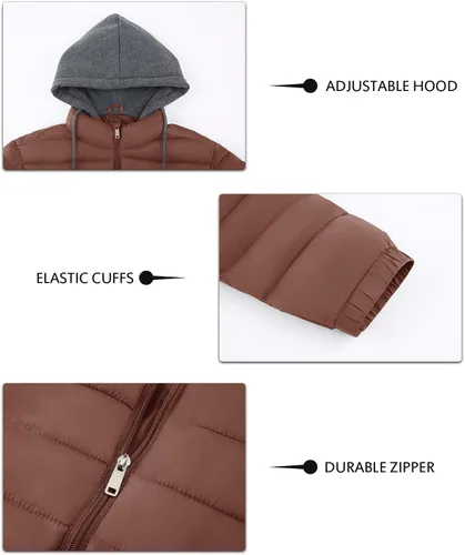 Vista 6 de SWISSWELL Chaqueta Puffer Ligera para Hombre con Capucha Acolchada Aislante Resistente al Agua Abrigo Cálido de Invierno con Cremallera y Capucha