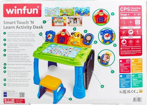 Vista 9 de Winfun Smart Learning - Escritorio interactivo de actividades para niños, centro de aprendizaje educativo con táctil, dibujo, pantalla LED
