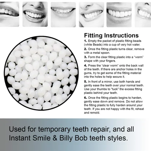 Vista 4 de 8 paquetes de cuentas adhesivas térmicas de repuesto de Instant Smile Billy Bob para dientes falsos