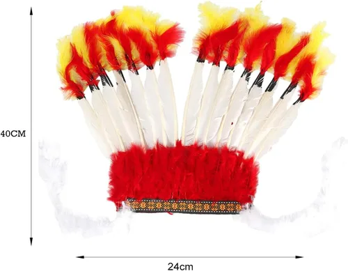 Vista 6 de Yiju Tocado de plumas para decoración de niños, sombrero indio de jefe americano, diadema para carnaval, actuación, fiesta, escenario, mascarada
