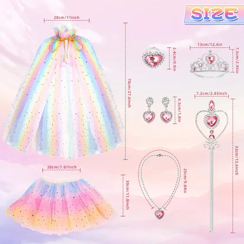 Vista 5 de Princess Dresses for Girls,Princess Dress Up Clothes Cape Skirt Toys for 3-6 Year Old Girl,Easter Birthday Gift Idea