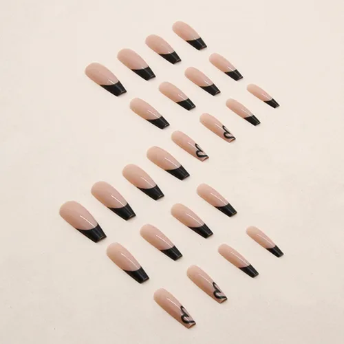 Vista 12 de Uñas postizas francesas a presión, uñas postizas largas de acrílico con forma de ataúd de cobertura completa, uñas postizas de bailarina