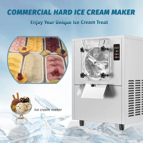 Vista 2 de Máquina comercial para hacer helados duros, 1400 W, 110 V, 3 a 4 galones por hora, máquina de helado de gelato con panel LED de limpieza automática