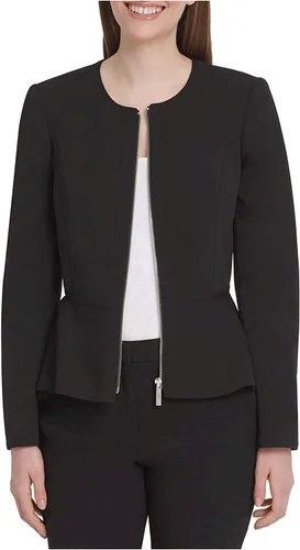 Vista 2 de DKNY Womens Peplum Zip Front Blazer Jacket