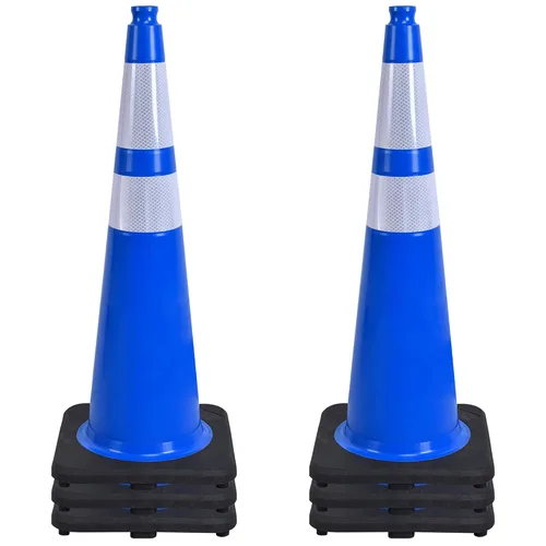 Vista 31 de OrangeStar 6 Pack 36" Conos de seguridad de tráfico, conos de estacionamiento verdes con collar reflectante, conos de construcción con base
