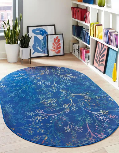 Vista 18 de Unique Loom Blossom Collection - Alfombra de área Yoshino (2' x 3' 1", rectangular, azul/verde)