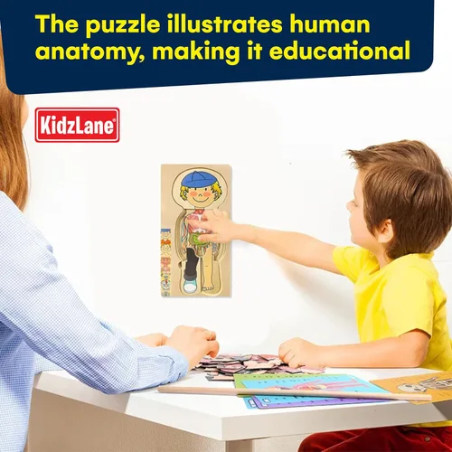 Vista 8 de Kidzlane Boy Wooden My Body Puzzle for Toddlers & Kids - 29 Piece Boys Anatomy Puzzle Kid Play Set - Anatomy for Kids, Skeleton Toys for Children