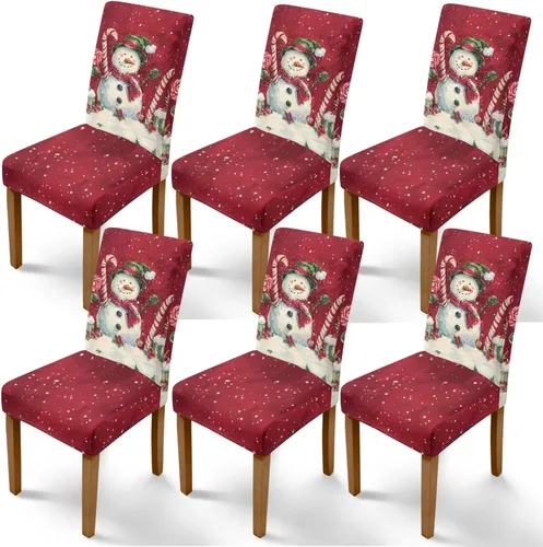 Vista 20 de Rnyleeg Fundas de silla de Navidad para sala de estar, diseño de muñeco de nieve azul, estampado de pájaros, fundas para sillas de comedor, 1