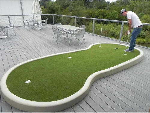 Vista 4 de Tapete de entrenamiento de golf, césped artificial para uso en interiores y exteriores, césped sintético para béisbol, fútbol, deportes de gimnasio