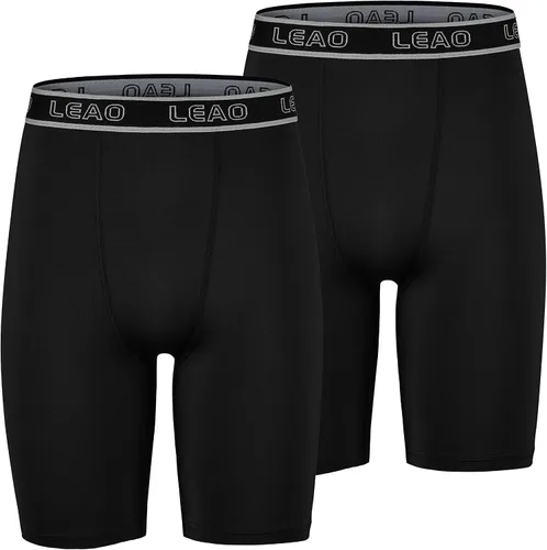 Vista 2 de LEAO Pantalones cortos de compresión para niños y jóvenes, paquete de 2