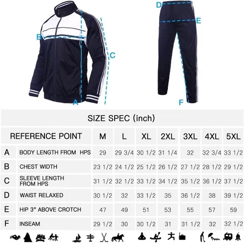 Vista 6 de Conjunto deportivo de 2 piezas para hombre, casual para hombres altos y grandes, conjunto de traje deportivo a rayas laterales