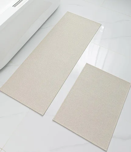 Vista 35 de YIHOUSE Juego de 2 tapetes de baño ultrafinos de secado rápido, tapete de baño absorbente para baño, antideslizante, lavable a máquina (beige)
