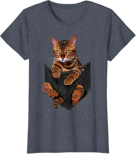 Vista 86 de Camiseta de bolsillo con estampado de tigre y gato Negro