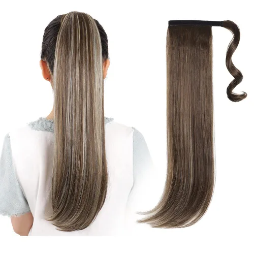 Vista 54 de Extensiones de cabello para cola de caballo, extensión de cola de caballo roja de 16 pulgadas, corta, ondulada, rizada, envolvente, cola de caballo