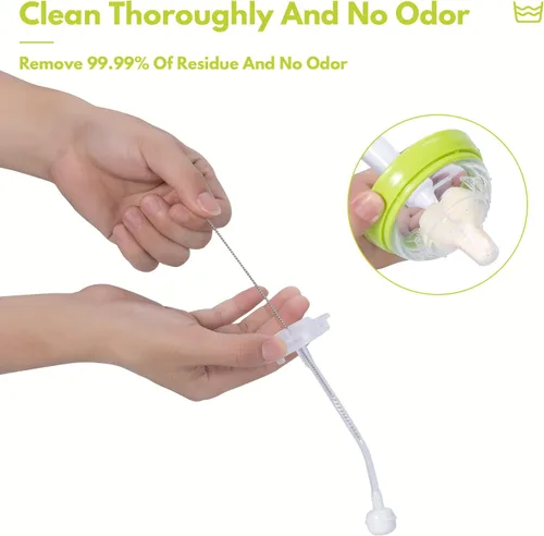 Vista 6 de Kit de cepillo blanco para biberones con cabezales de esponja, limpiadores