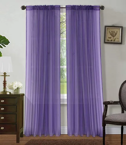 Vista 22 de Sapphire Home Cortinas traslúcidas negras de 63 pulgadas de largo, juego de 2 paneles de cortinas traslúcidas, filtrantes de luz, cortinas Negro